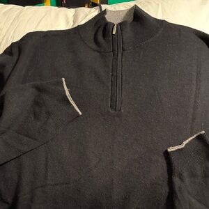 Men's Black Zip-Neck Sweater with Contrast Trim